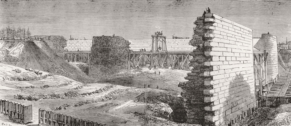 WALES. Cardiff. new Bute Dock, construction 1872 old antique print picture